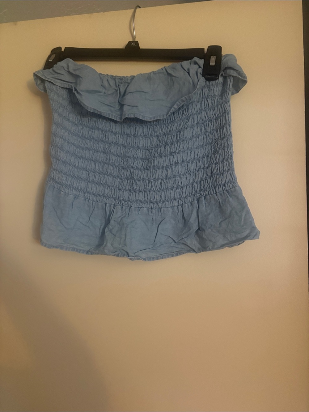 Light Blue Strapless Top